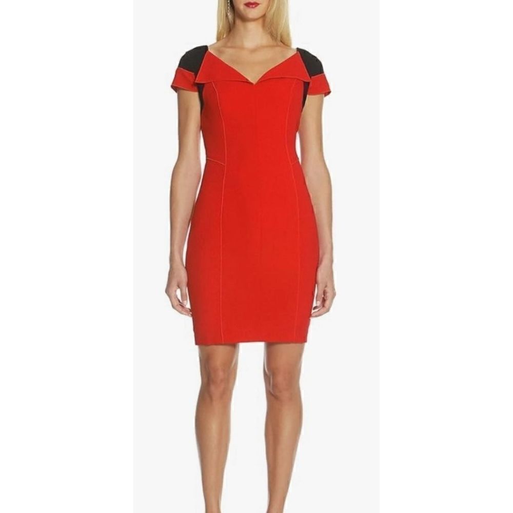 Shani Focus Color Block Dress in Black & Red NWT Size 12